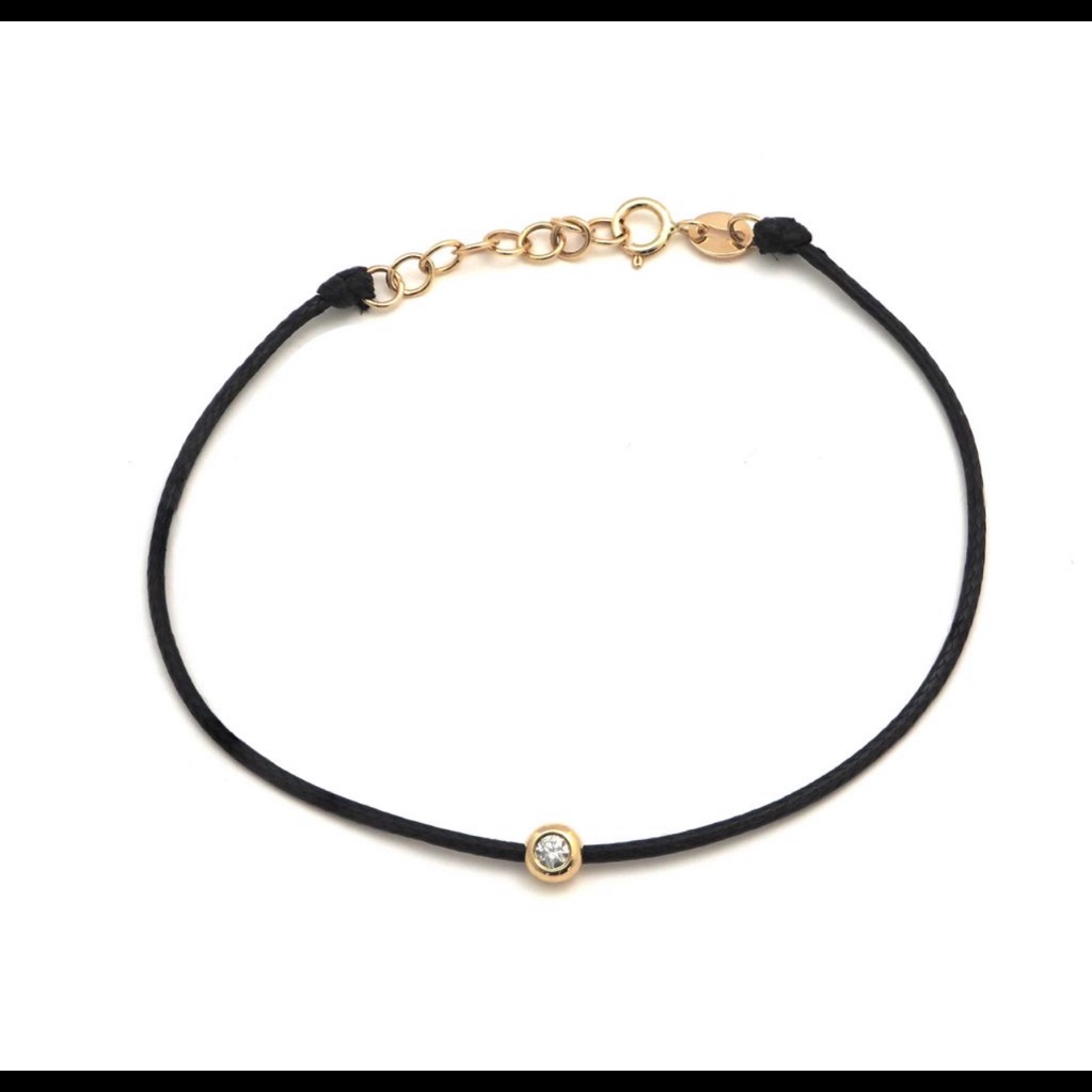 14kt Bezel Diamond Cord Bracelet